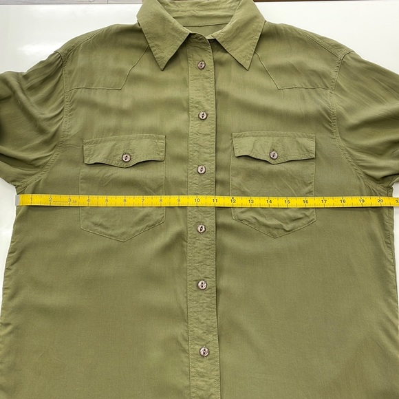 Frye • Olive Green Button-down Addie Top with Front Chest Pockets - Picture 8 of 12